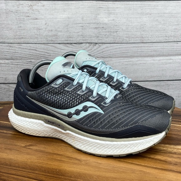 Saucony Triumph 18 Charcoal Grey Sky Blue Running Shoe S10595-40 Women’s Size 10 - Picture 3 of 12